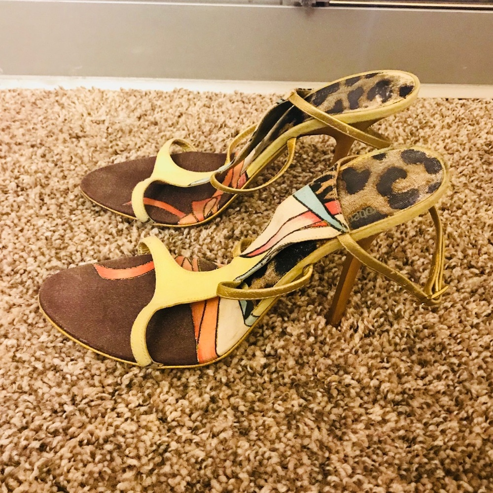 Roberto Cavalli Gold strap heel sandals size 37.5